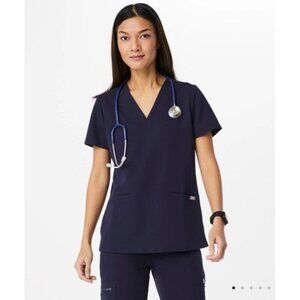 Figs Women's Sz L Casma Technical Collection Navy Blue Scrub Top FW1100